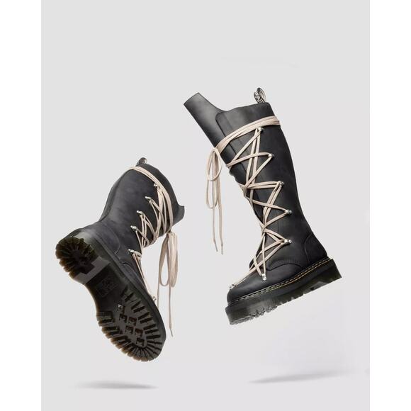 DR. MARTENS X RICK OWENS FW25 1B60 QUAD SOLE PENTALACE BOOT OILY NUBUCK COW